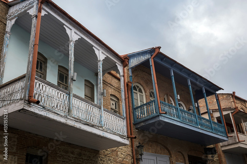 balconies of old houses at Signagi, Georgia. photo