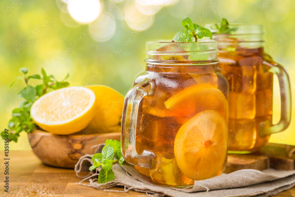 Iced tea in glass jars Iced tea in glass jars