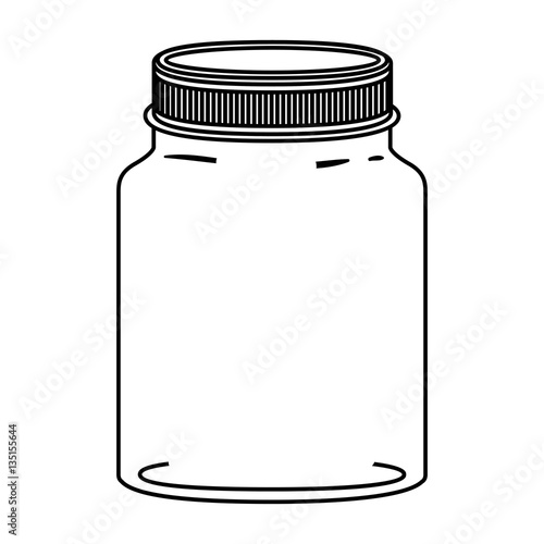 silhouette jar of jam with lid vector illustration