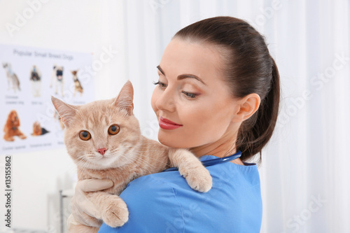Pretty young veterinarian h...