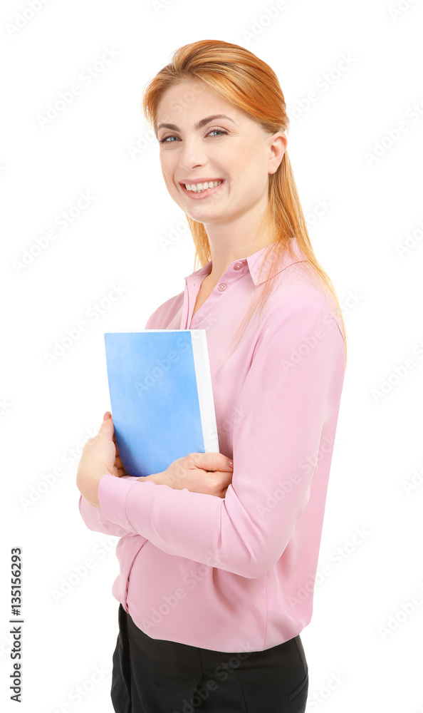 Young teacher on white background Young teacher on white background