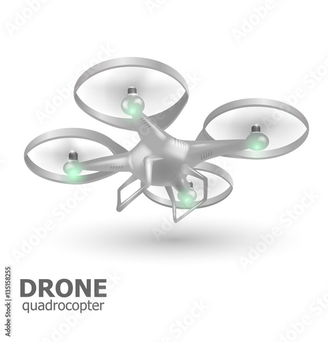 flying drone quadrocopter logo template. Vector illustration