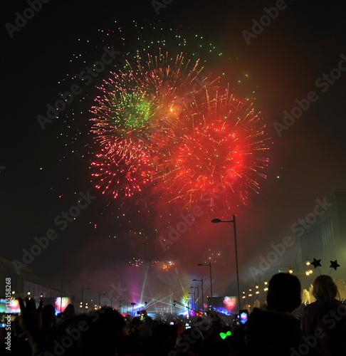 Photography Feuerwerk am Nachthimmel Barcelonas