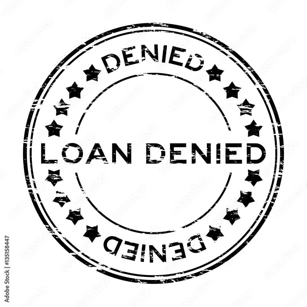 Grunge black loan denied with star icon round rubber stamp