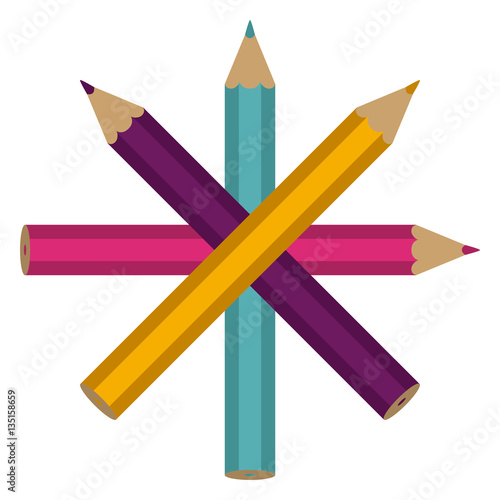 set of colored pencils icon vector illustration