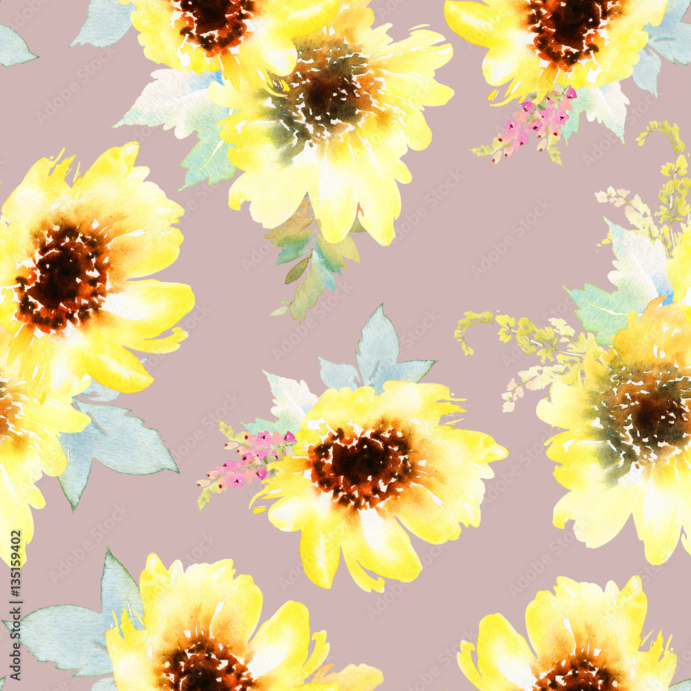 Sunflowers seamless pattern. Sunflowers seamless pattern.