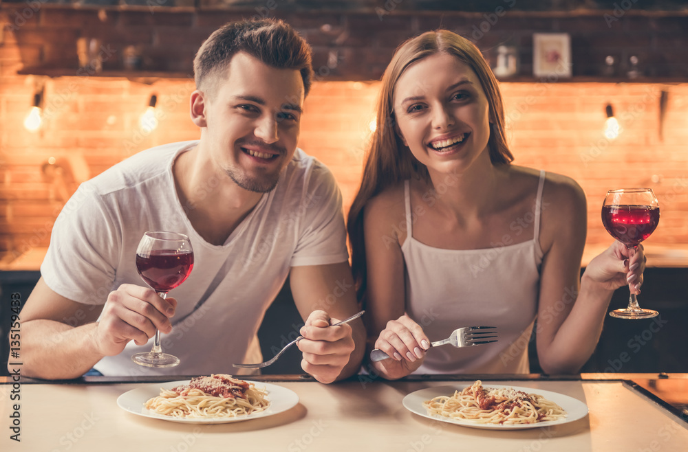 Couple having romantic dinner