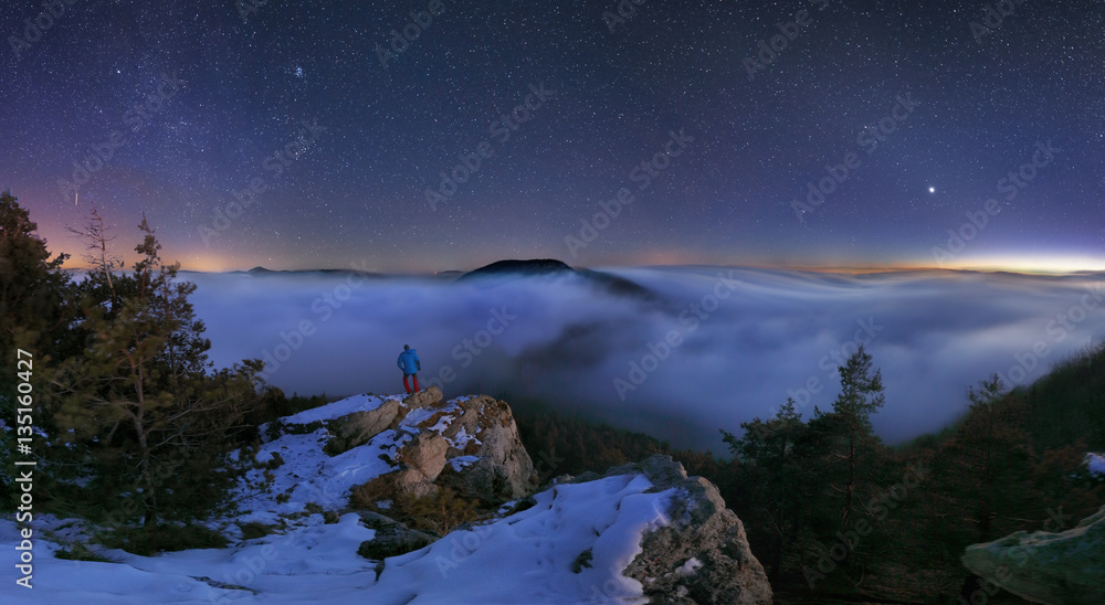 Mountain night landscape panorama