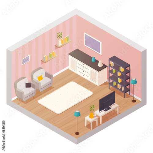 Living Room Isometric Interior © Macrovector