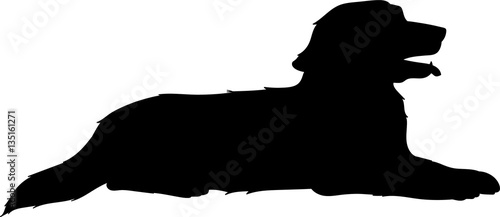 Lying golden retriever silhouette vector