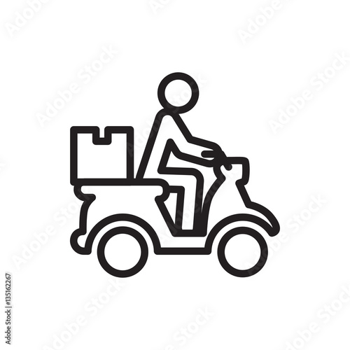 courier on motorcycle icon illustration