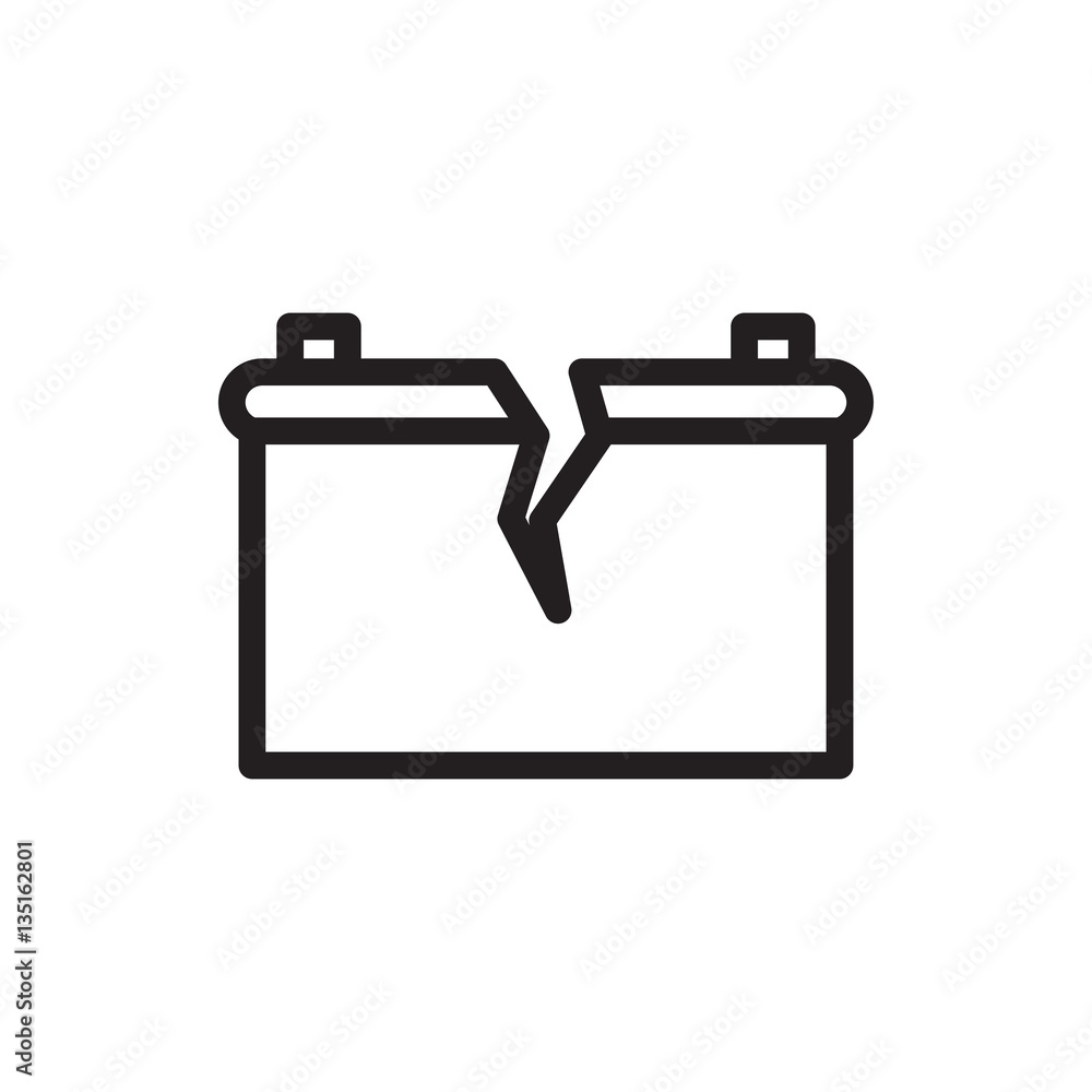 broken battery icon illustration broken battery icon illustration