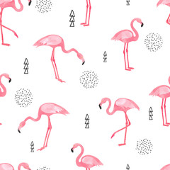 Fototapete Flamingomuster Aquarell Flamingo Muster für Textilien  © Afanasia