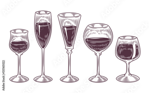 Vector collection of wine glasses