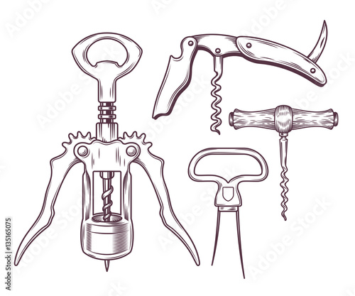 Vector set of corkscrews, tailspins, openers.