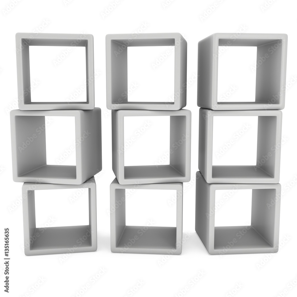 Product display boxes. 3D render isolated on white. Platform or Stand Illustration. Template for Object Presentation. Product display boxes. 3D render isolated on white. Platform or Stand Illustration. Template for Object Presentation.