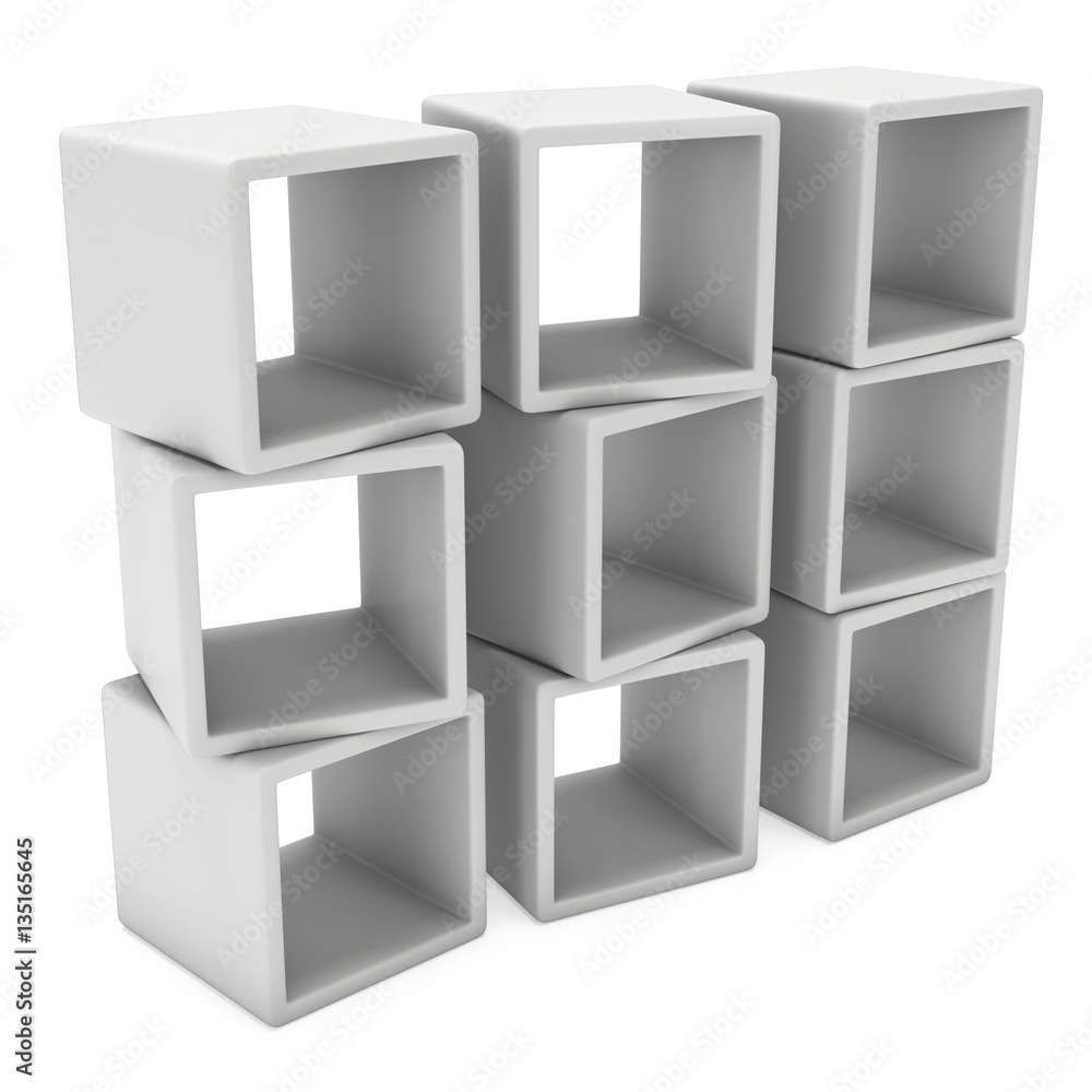 Product display boxes. 3D render isolated on white. Platform or Stand ...