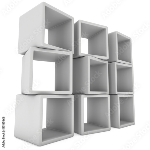 Product display boxes. 3D render isolated on white. Platform or Stand Illustration. Template for Object Presentation.