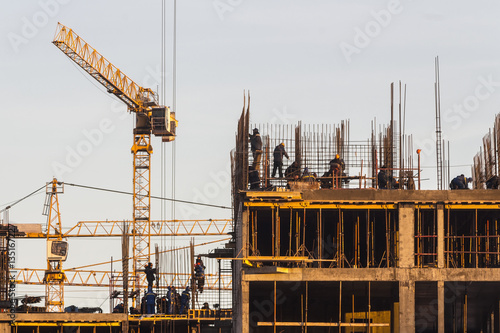 Εκτύπωση καμβά steeplejack workers on construction activities