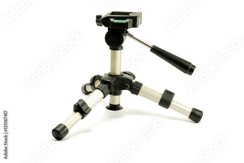 Black small tripod isolated on white