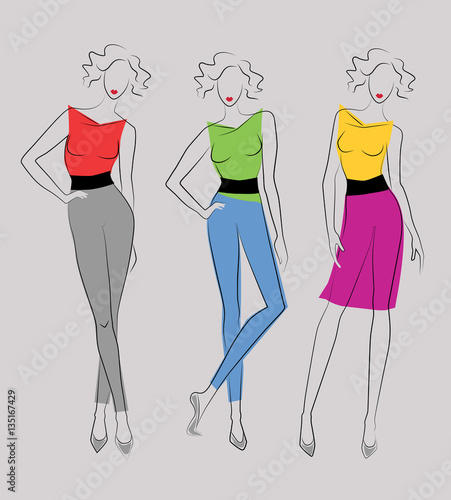 fashion girls in different positions
