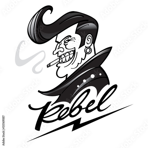 Rebel with a cool hairstyle, in leather jacket