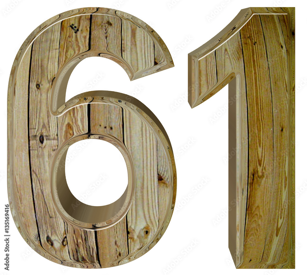 Numeral 61, sixty one, isolated on white background, 3d render Stock ...