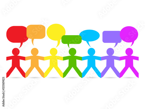 Paper People Speech Bubbles Rainbow