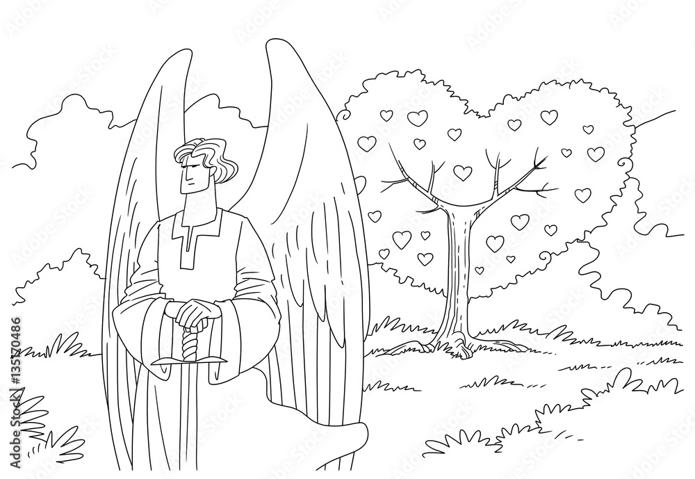 angel-with-a-sword-guarding-the-entrance-to-the-garden-of-eden-to-the