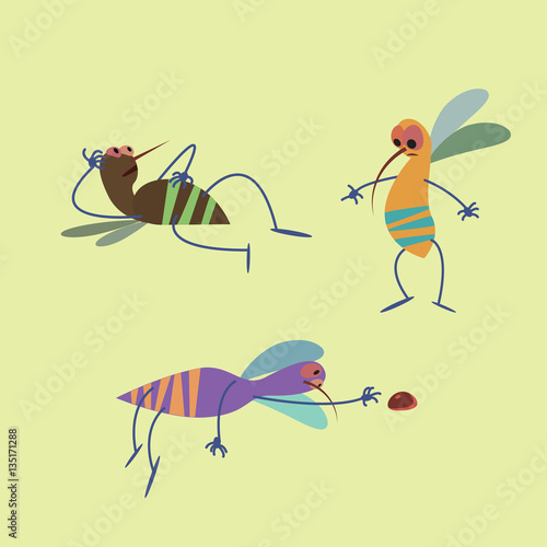 Mosquito, insect collection vector illustration of a flat style.