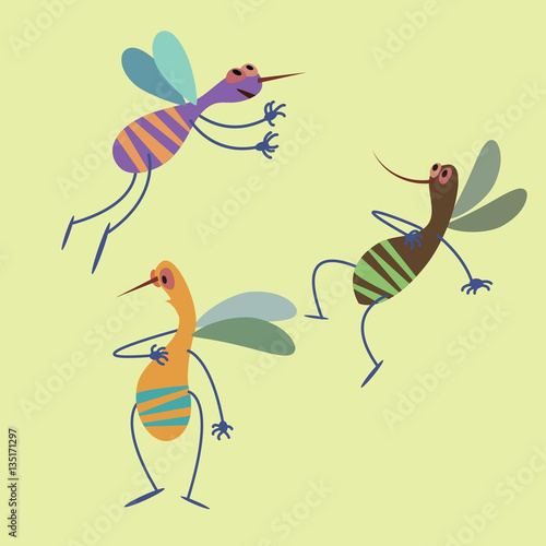 Mosquito, insect collection vector illustration of a flat style.