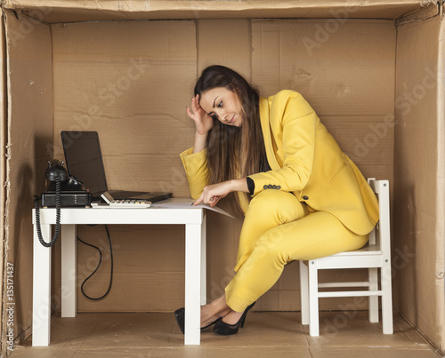business woman wondering whether to sign contract