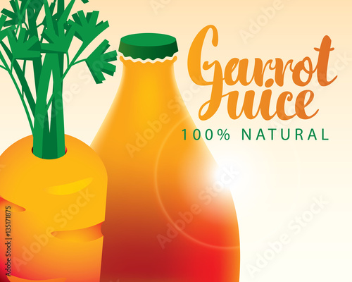 vector banner with carrot and bottle juice