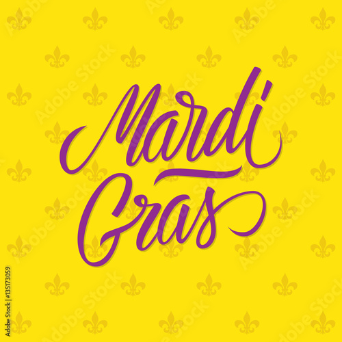 Mardi Gras calligraphic lettering design card template. Creative typography for holiday greetings. Vector illustration.