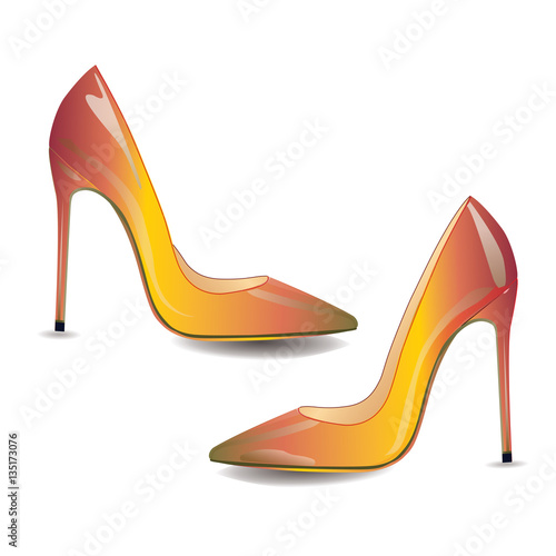 shoes for women realistic summer high heel multicolored modern isolated on white background vector design element