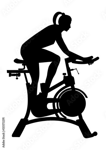 sketch of a woman on exercise bicycle isolated on white background art creative modern vector illustrations flat style element for design