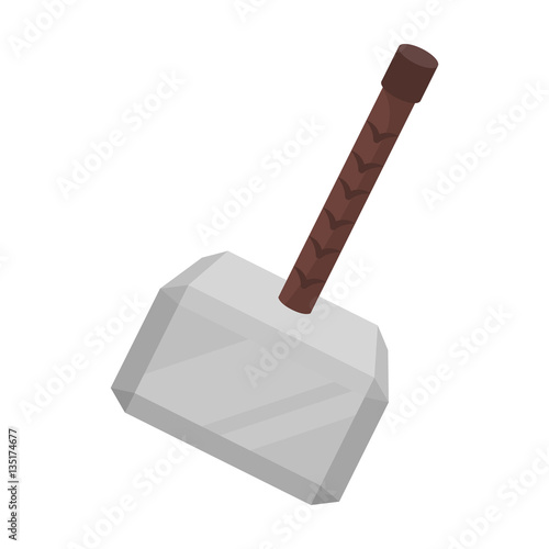 Viking battle hammer icon in cartoon style isolated on white background. Vikings symbol stock vector illustration.