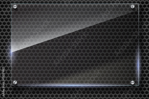 Wallpaper Mural Elegant vector metallic mesh background with glass banner. Texture with highlights and glow on the background of metal mesh. Vector editable texture, easy to change size Torontodigital.ca