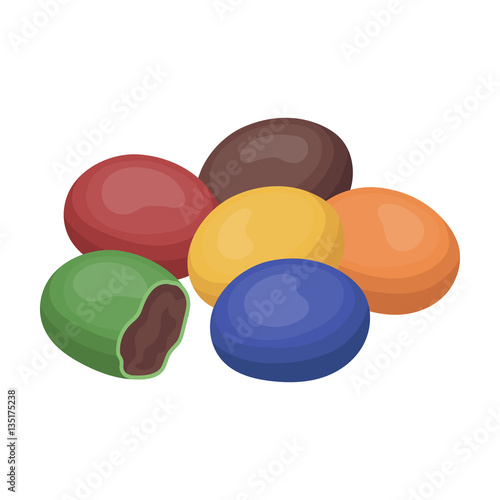 Chocolate dragee icon in cartoon style isolated on white background. Chocolate desserts symbol stock vector illustration.