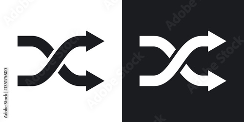 Vector shuffle icon. Two-tone version on black and white background