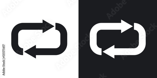 Vector repeat icon. Two-tone version on black and white background photo