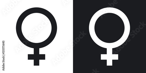 Vector female sex symbol. Two-tone version on black and white background