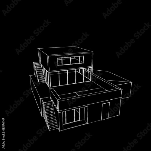 Modern house. Isolated on b...
