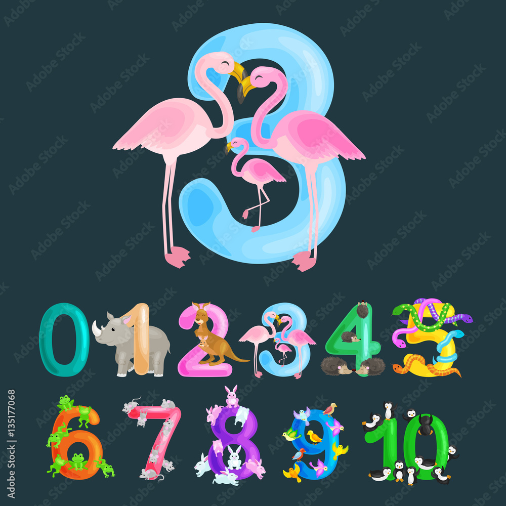 ordinal number 3 for teaching children counting three flamingos with the ability to calculate amount animals abc alphabet kindergarten books or elementary school posters collection vector illustration ordinal number 3 for teaching children counting three flamingos with the ability to calculate amount animals abc alphabet kindergarten books or elementary school posters collection vector illustration