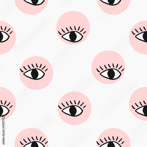 Modern seamless pattern with hand drawn eyes.