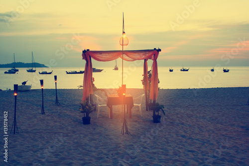 Wallpaper Mural Wedding dinner setting on the beach at Exotic Twilight Luxury lifestyle experience in Phuket Thailand Torontodigital.ca