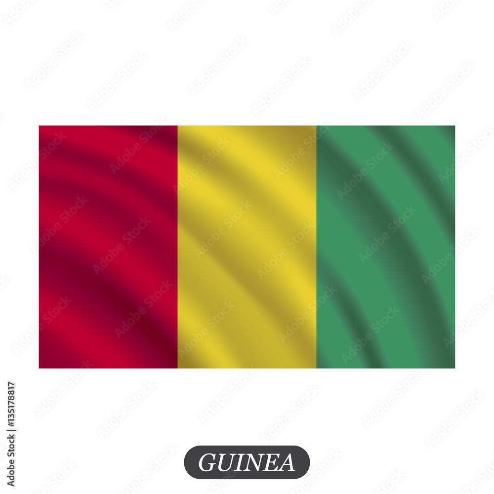 Waving Guinea flag on a white background. Vector illustration