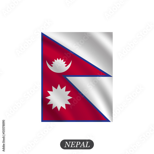 Waving Nepal flag on a white background. Vector illustration