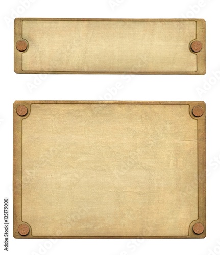Old Brass Plate embossed (Clipping path)