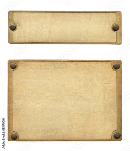 Old Brass Plate embossed (Clipping path)